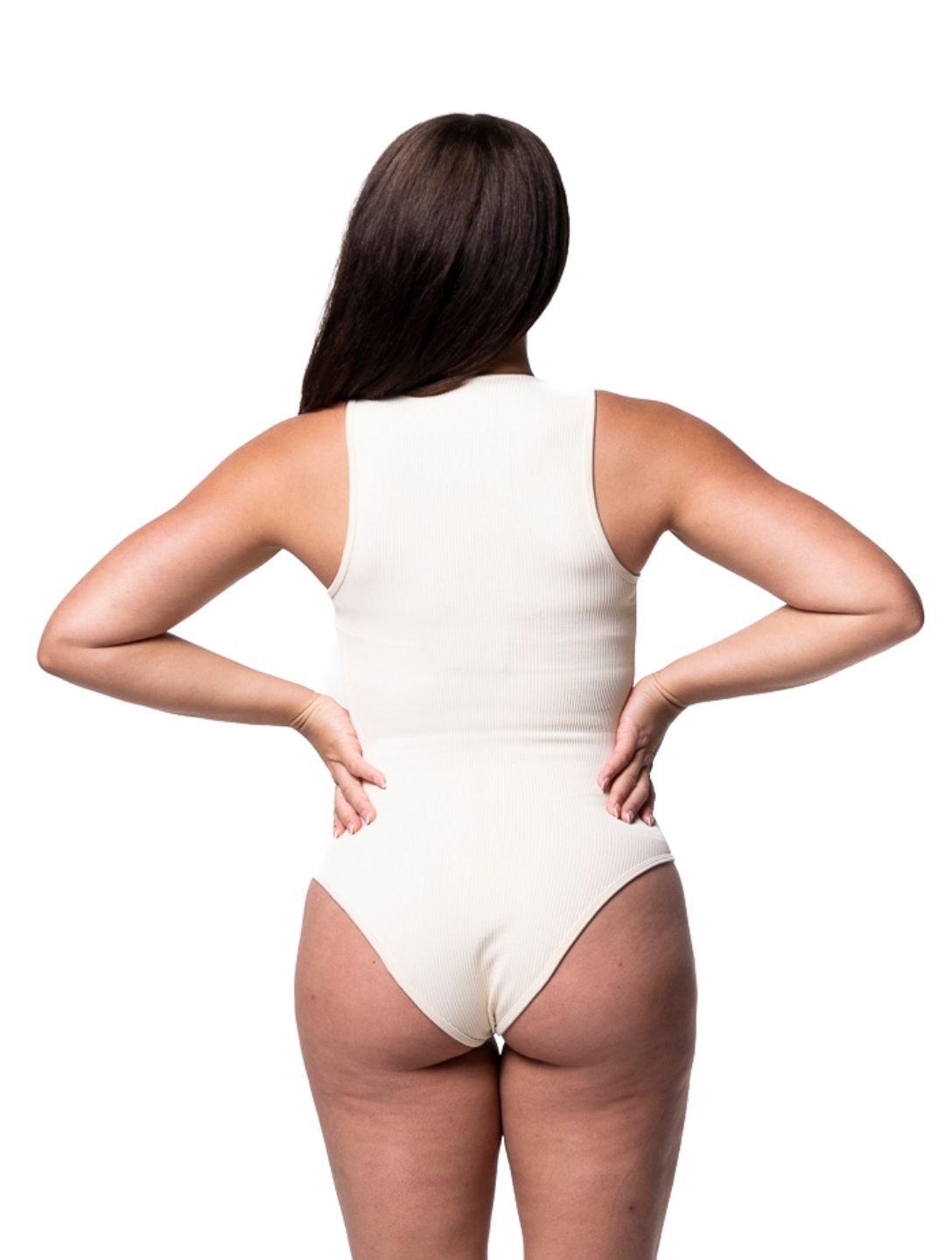 Ribbed Square Neck Shapewear Bodysuit - HeyShape